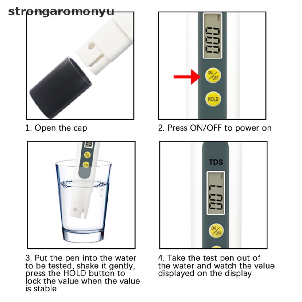【YU】 0.01 Tds Ec PH Meter for Water Quality Digital PH Tester Pen with 0-14 PH Range .