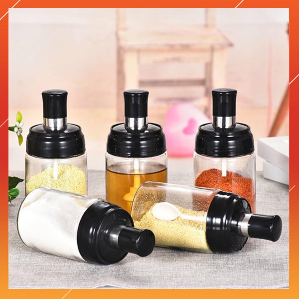 Lọ Đựng Gia Vị Thủy Tinh Nắp Liền Thìa Hũ Gia Vị Thủy Tinh MS009