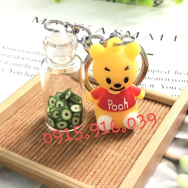 Móc khóa hoạt hình và lọ thủy tinh, móc khóa chai thủy tinh