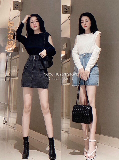 Chân váy jean nữ co giãn mạnh có quần trong bao đẹp - New Hot