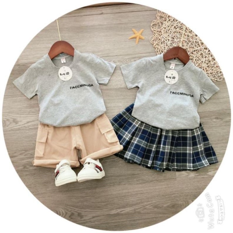 Bộ bé trai bé gái in chữ siêu hot cho bé