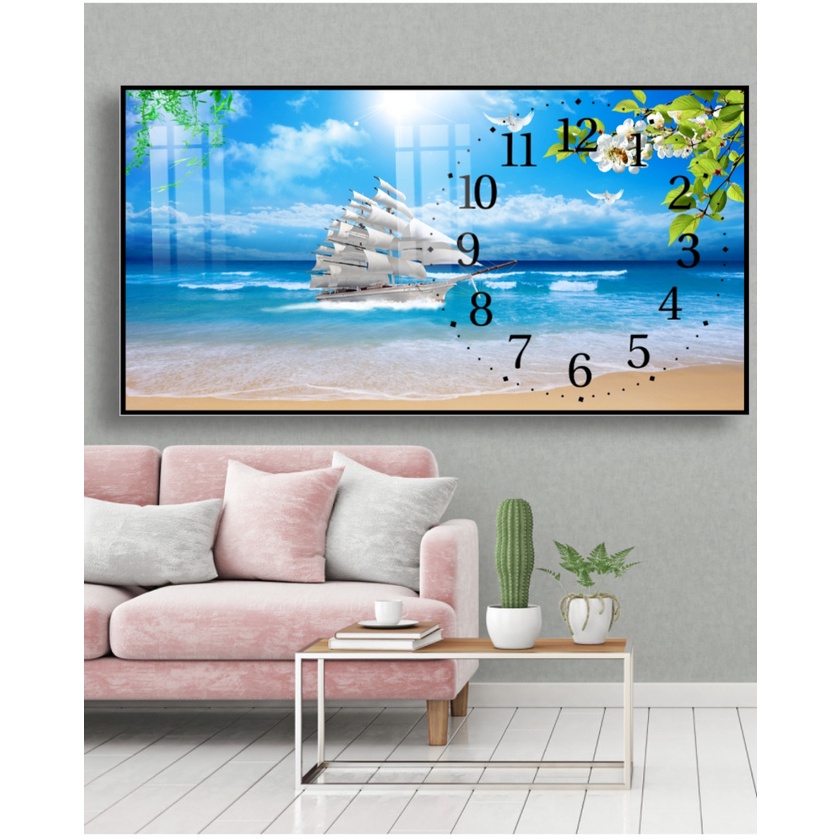 Đồng Hồ PVP Thuận Buồm Xuôi Gió UV trên gỗ tráng gương bóng cao cấp