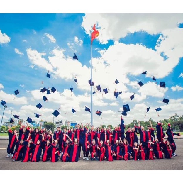 Áo kèm mũ cử nhân tốt nghiệp cấp 2, cấp 3, đại học vải dâu ko nhăn nhàu, mềm mịn hàng cao cấp