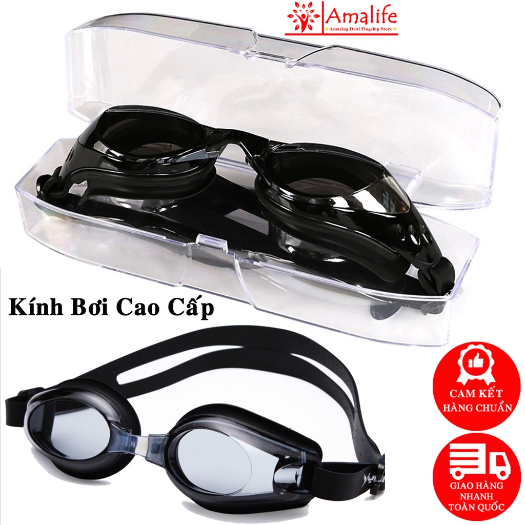 Kính Bơi Nam Nữ Cao Cấp Co Giãn Freesize – Mắt Kính Bơi Chống Mờ, Chống Tia Cực Tím