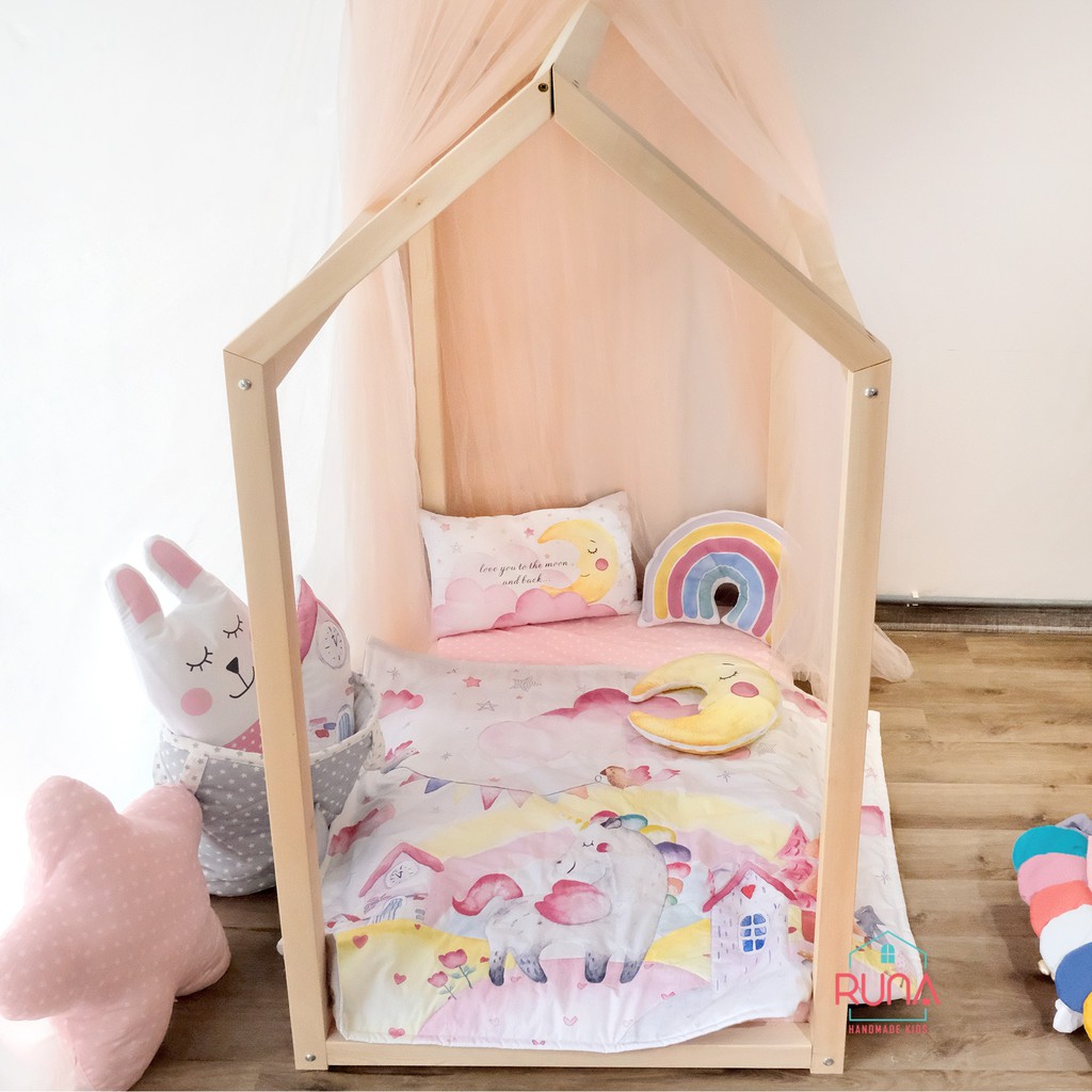 Giường ngôi nhà cho bé RUNA KIDS gỗ thông cao cấp bền đẹp bảo hành 3 năm