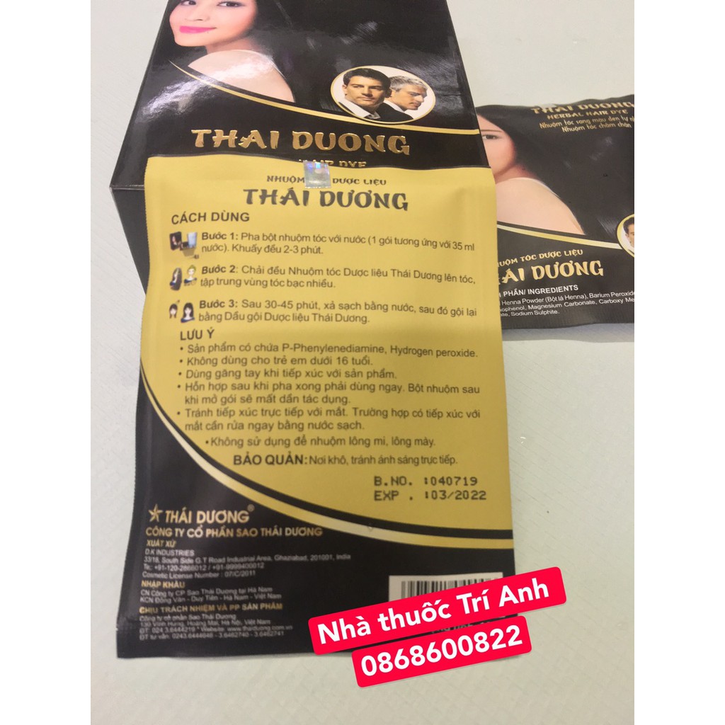 COMBO HỘP 5 GÓI NHUỘM TÓC THÁI DƯƠNG - CHÍNH HÃNG