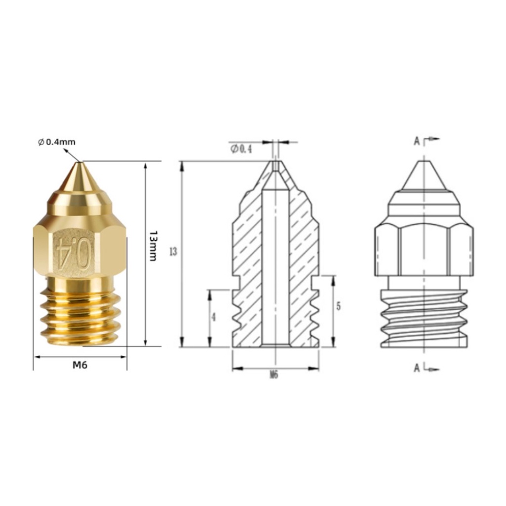 Đầu in 3D CR6 SE mũi in cao cấp tương thích máy In 3D Creality CR-6 SE, Ender 3 v2, Cr10 ,... 3D Printer Nozzle
