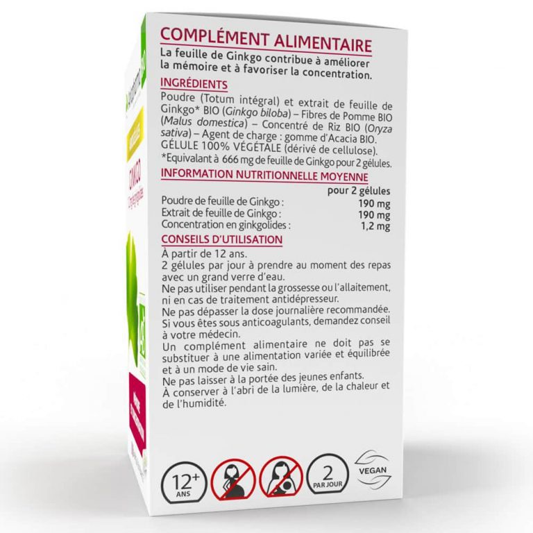 Viên uống bổ não, tăng cường trí nhớ Pháp Arkopharma Arkogélules BIO Ginkgo 150v