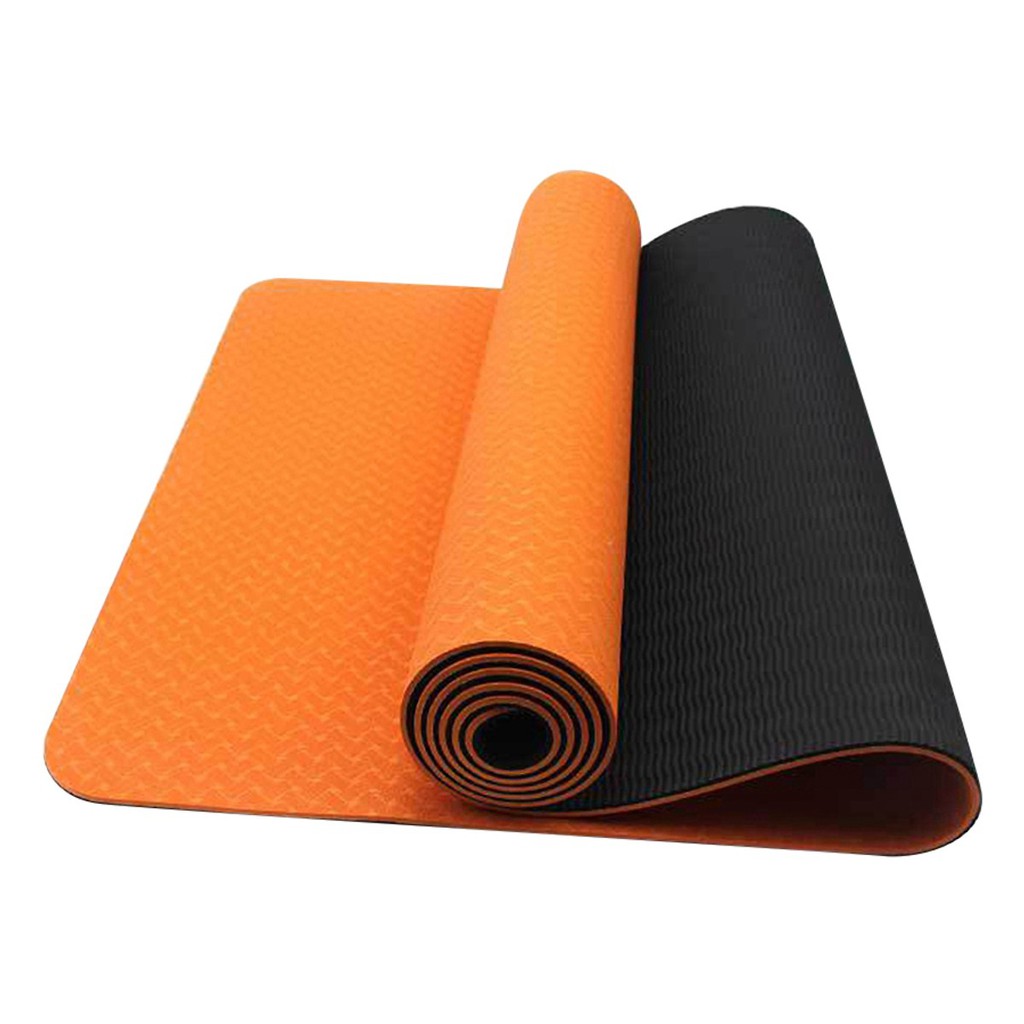 Thảm Tập Yoga Phú Đạt TK1 - chất liệu TPE Cao su tự nhiên - Cam Phối Xám (6mm)