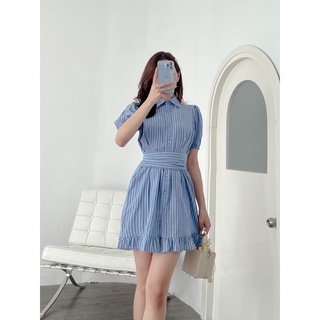 VÁY KẺ ĐAI EO CHÂN BÈO