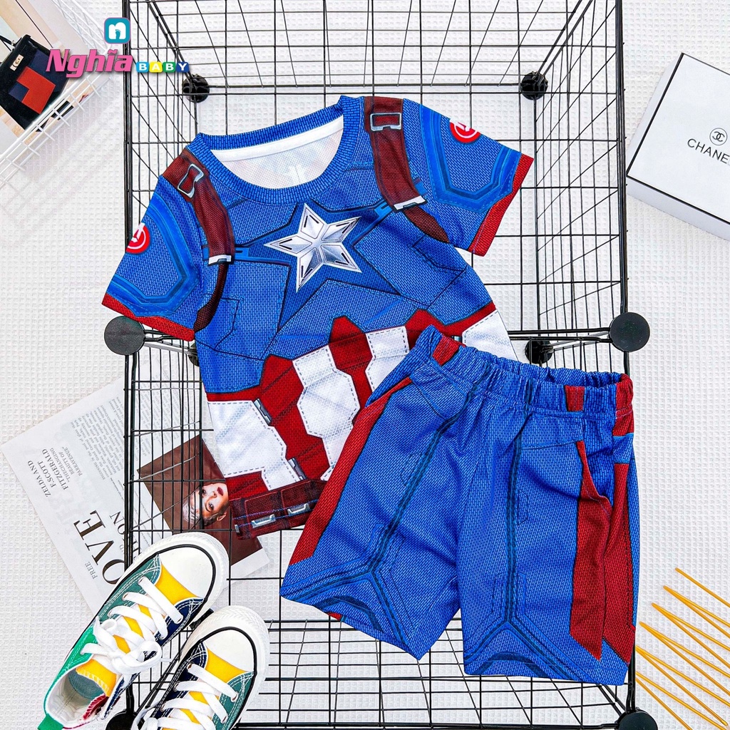 Set bộ thun lạnh 3d in hình hoạt hình siêu cưng NGHĨA BABY dành cho bé trai từ 10kg-35kg