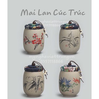 [Hàng Cao Cấp] Hũ Trà Gốm Họa Tiết Mai Lan Cúc Trúc