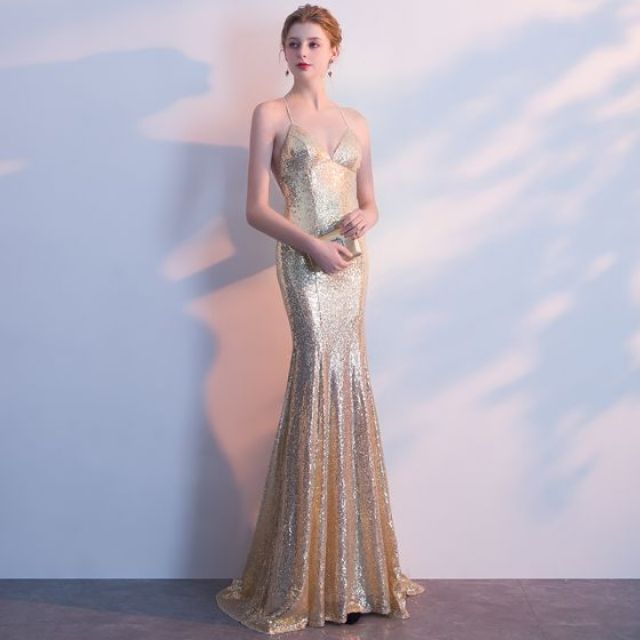 Đầm dạ hội kim sa siêu sang