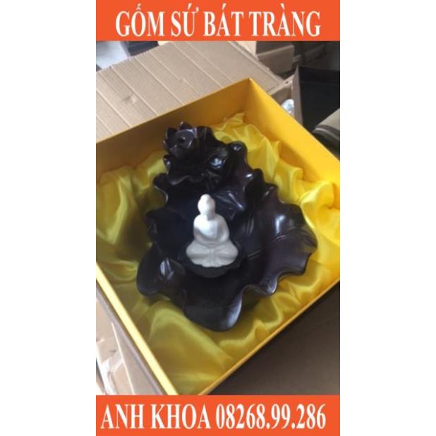 Thác khói trầm hương Phật Toạ Sen - Gốm sứ Bát Tràng Anh Khoa