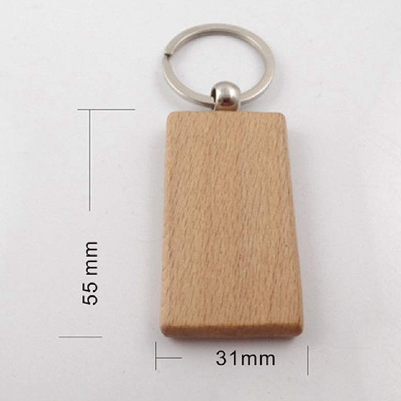 Set 40 Móc Khóa Gỗ Trơn Khắc Chữ Nhật Diy