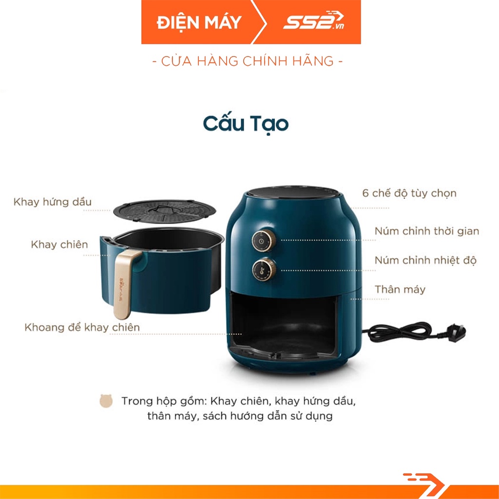 Nồi Chiên Không Dầu BEAR VS-8083A 3.5L Công Suất 1350W – Bảo Hành Chính Hãng