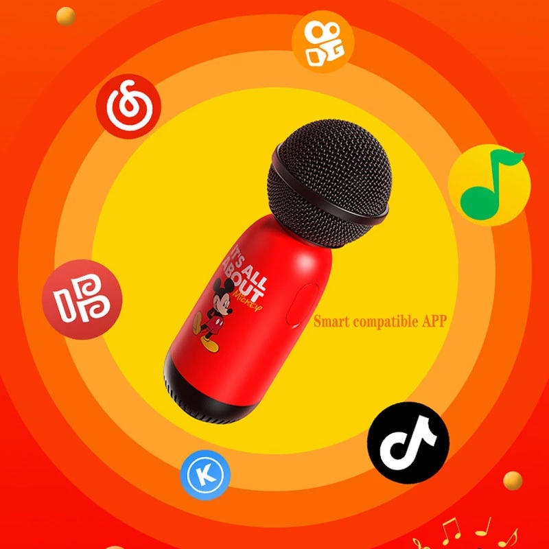 Disney Mickey Mouse Condenser Mic Loa Nghe Nhạc Bluetooth Không Dây Mini Loa Di động Dễ Thương Loa Bluetooth Condenser Mic
