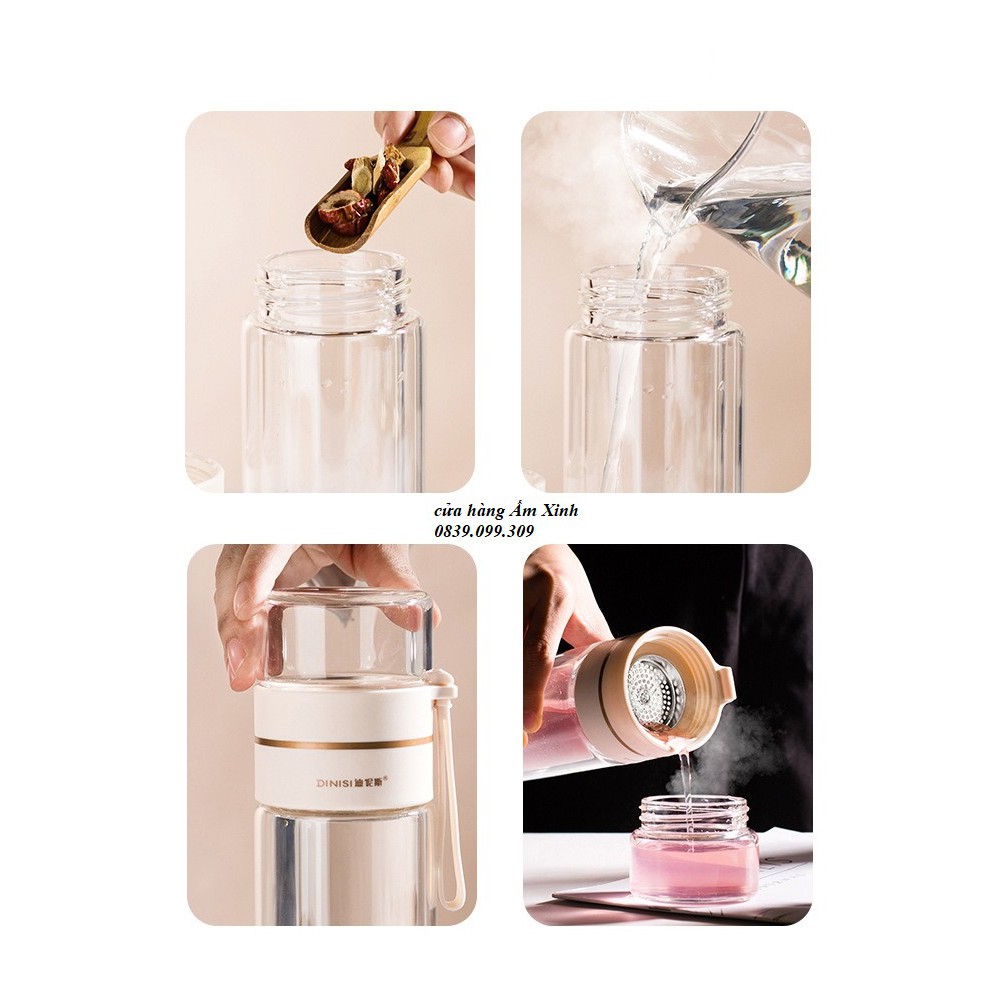 Bình Pha Trà Cao Cấp Thủy Tinh 2 Lớp Giữ Nhiệt Tốt 330 - 400 ML