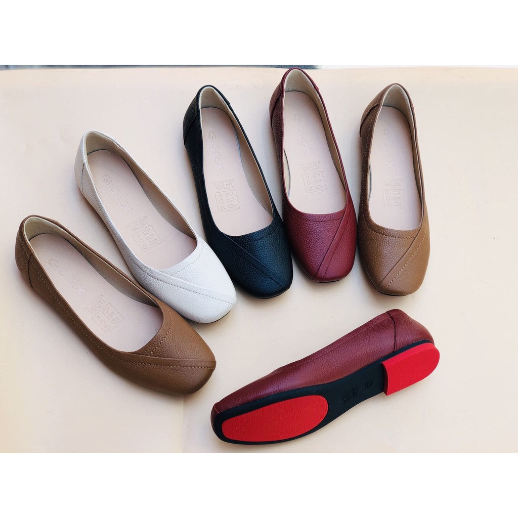 Giày búp bê đế bệt ❤️FREESHIP ❤️ da thật mũi vuông siêu bền có viền màu bò DORIS DR003. | BigBuy360 - bigbuy360.vn