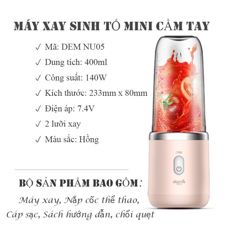 [Mã ELHADEV giảm 4% đơn 300K] Máy say sinh tố cầm tay mini THÔNG MINH XIAOMI DEERMA EU05