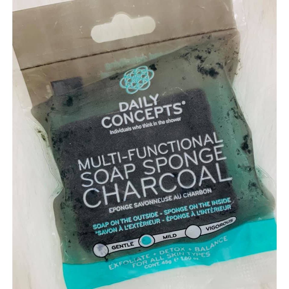 Soap rửa - tẩy tế bào chết Daily Concepts Multi-Functional Soap Sponge Charcoal