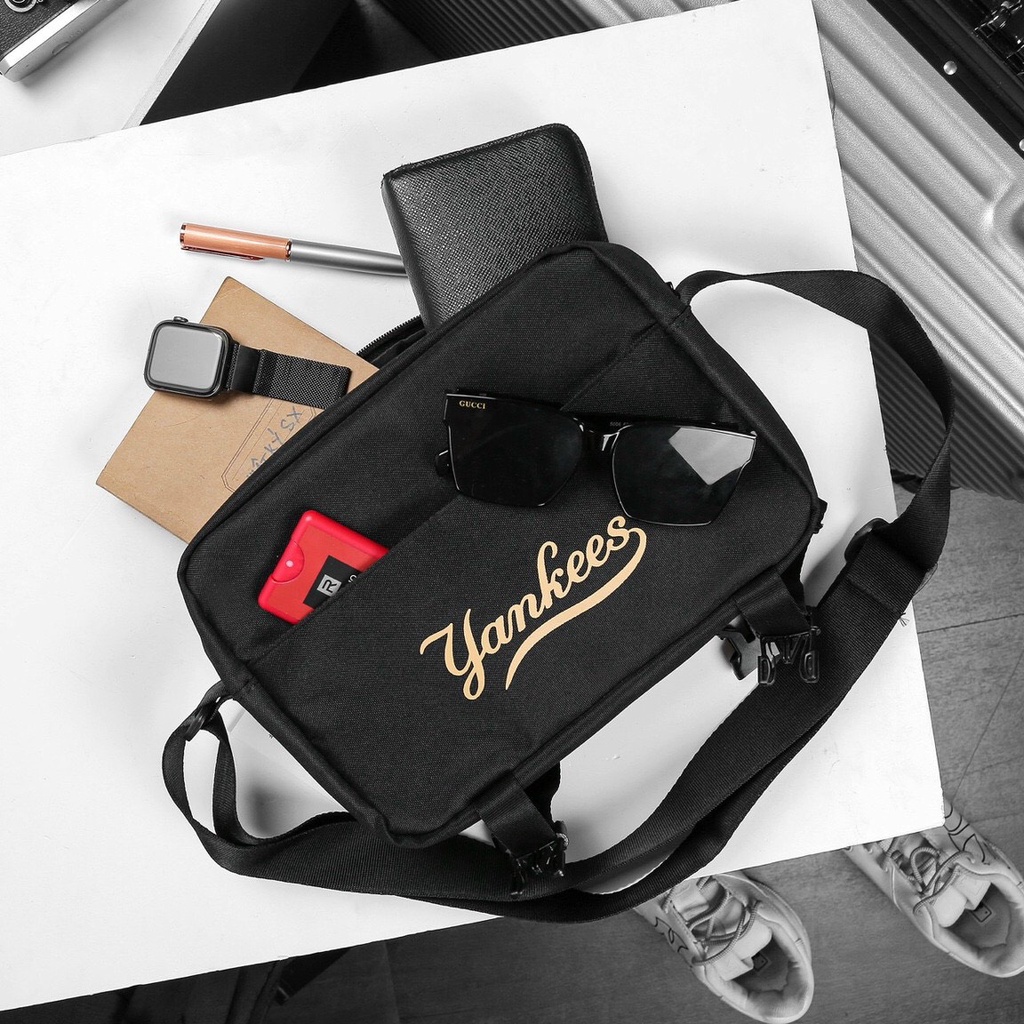 TÚI CHÉO NAM MLB YANKEE MEN BLACK/GOLD MG21 LOGO KIM LOẠI CAO CẤP
