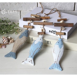 Cá gỗ treo trang trí dây que củi CG-04 tttm