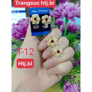 bông tai nữ hoa mai mạ vàng kiểu ghim sát tai xinh xắn htj
