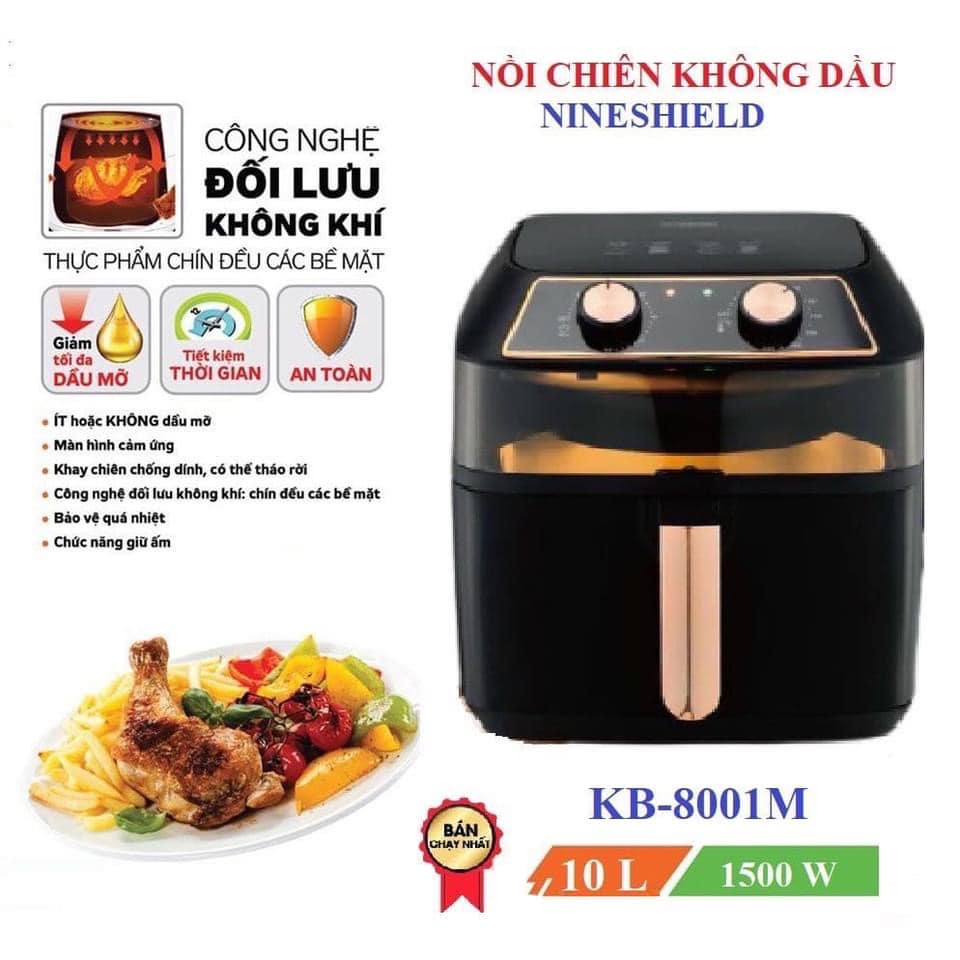 Nồi Chiên Không Dầu Nineshield [KB-1201] Điện Tử 12 Lít Bảo Hành 12 Tháng