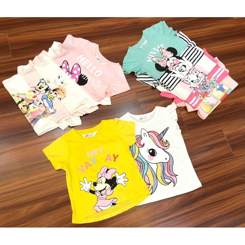 Áo phông - áo thun HM bé gái họa tiết Disney chất cotton