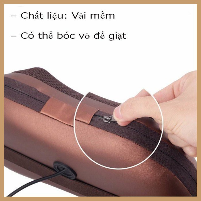 Gối Massage Hồng Ngoại 8 Bi - Giải Tỏa Căng Thẳng - Hỗ Trợ Điều Trị Đau Lưng - Cột Sống