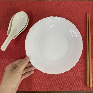 Dĩa tròn trắng trơn hiệu Arcopal Pháp