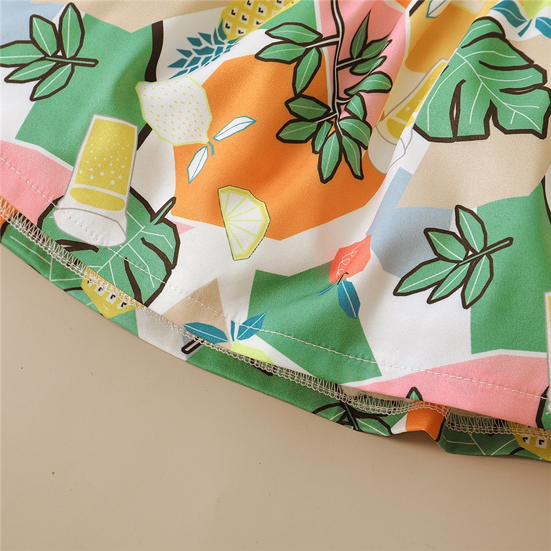 Set đồ 2 mảnh Mikrdoo gồm áo hai dây in hình hoa + quần short màu vàng phong cách mùa hè thời trang cho bé gái