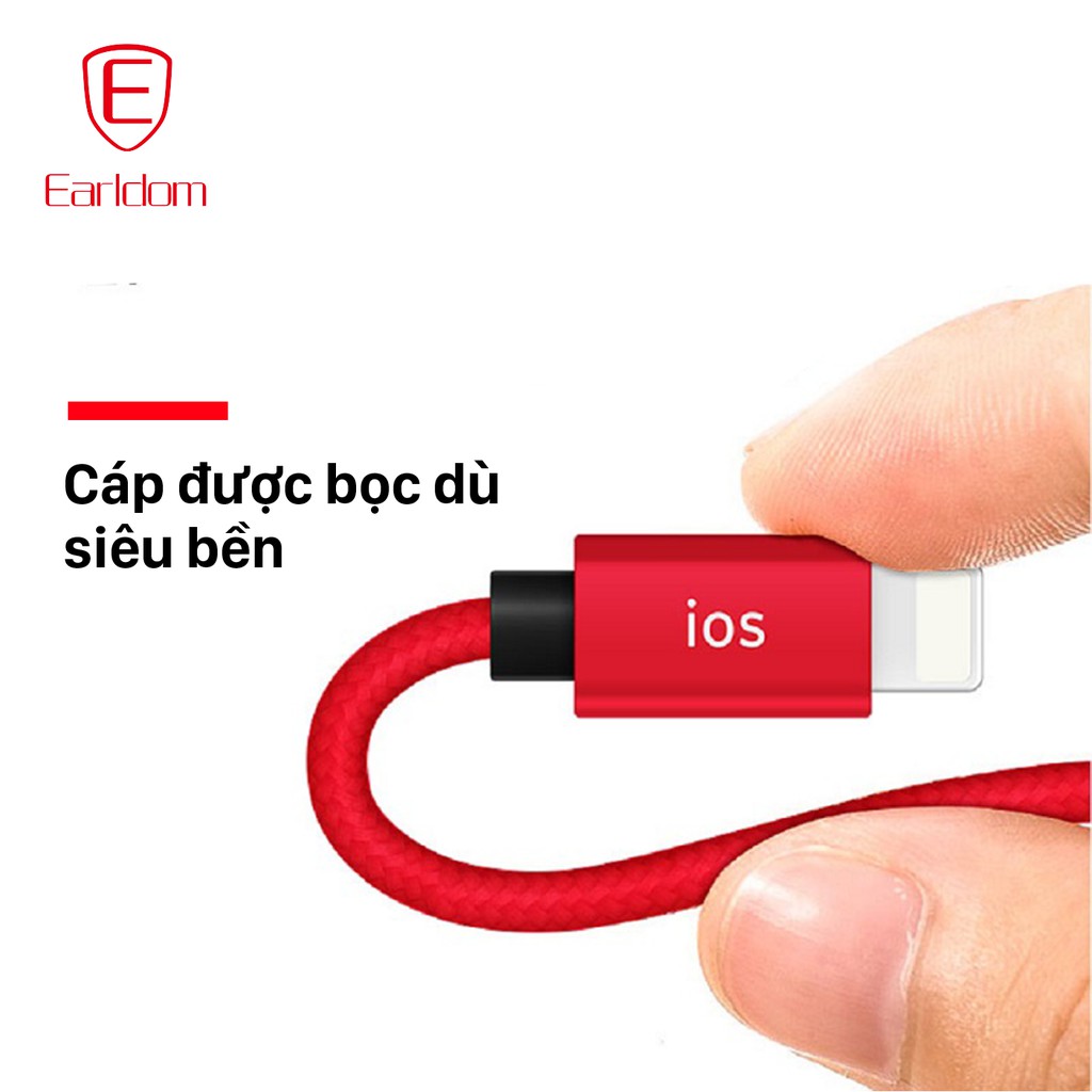 Cáp sạc màu đỏ đa năng 3in1, 1.2m Earldom IMC - 015 chính hãng