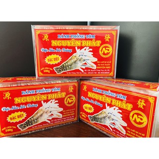 BÁNH PHỒNG TÔM THƯƠNG HIỆU NGUYÊN PHÁT -  ĐẶC BIỆT 65% TÔM TƯƠI ( 1 HỘP/ 500GR )