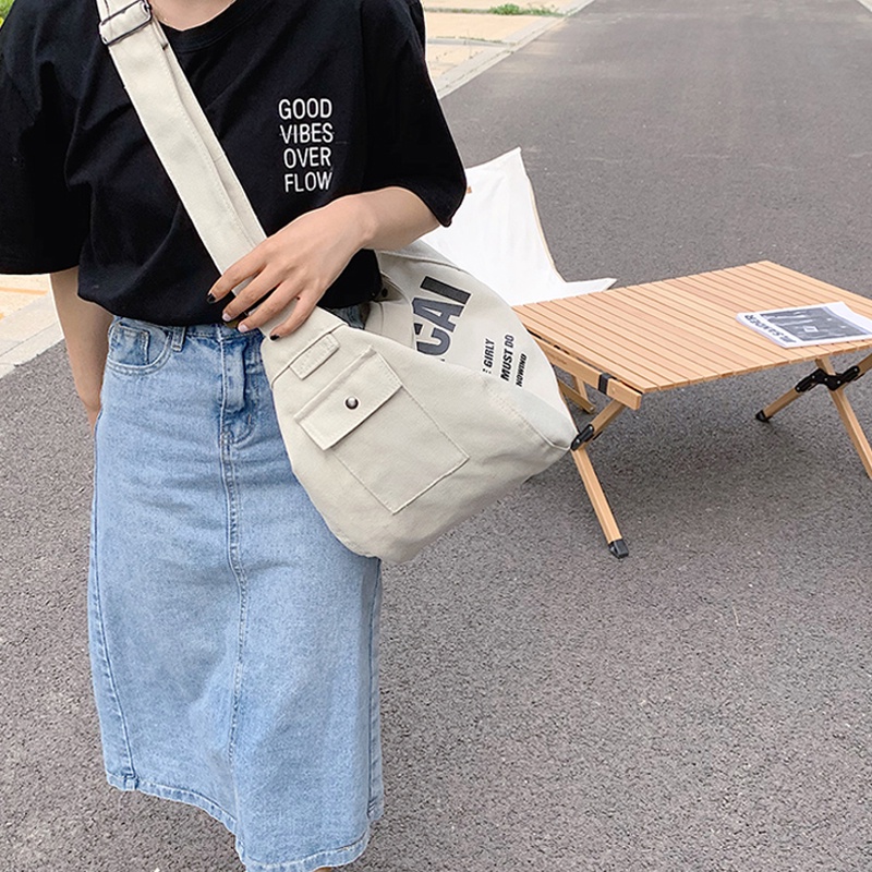 Túi tote vải canvas đeo chéo nữ CHEN, túi vãi tote dùng đi chơi đi du lịch cỡ lớn phong cách ulzzang TX70