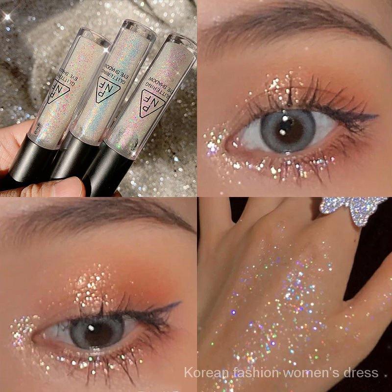 Liquid Eye Shadow Crouching Silkworm Pearlescent Shiny Polarized Super Shiny Watery Eye Makeup Monochrome Sparkling Eyeshadow Sequins Glitter Thin and Glittering