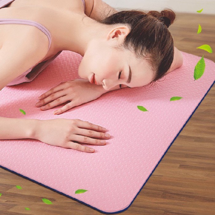Thảm tập yoga gym 2 lớp TPE Jun Sport dày 8mm, không mùi, chống trơn trượt
