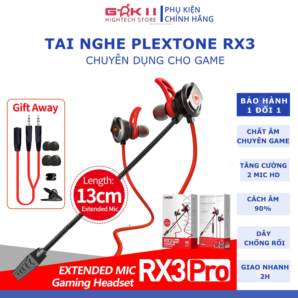 Tai nghe gaming PLEXTONE xMOWi RX3 có dây tích hợp micro có thể tháo rời đa năng giắc cắm 3.5mm