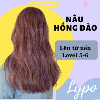 Thuốc nhuộm tóc màu nâu hồng đào lên từ nền nâu | lypo