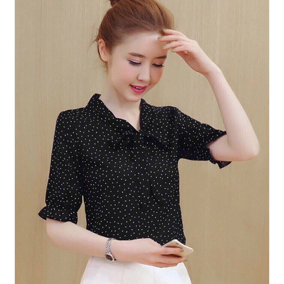 Áo Sơ Mi Nữ Chấm Bi HK-SM0KW3