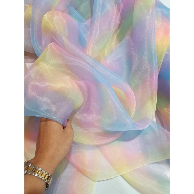 Vải voan kính cầu vồng 7 màu mềm mịn siêu xinh