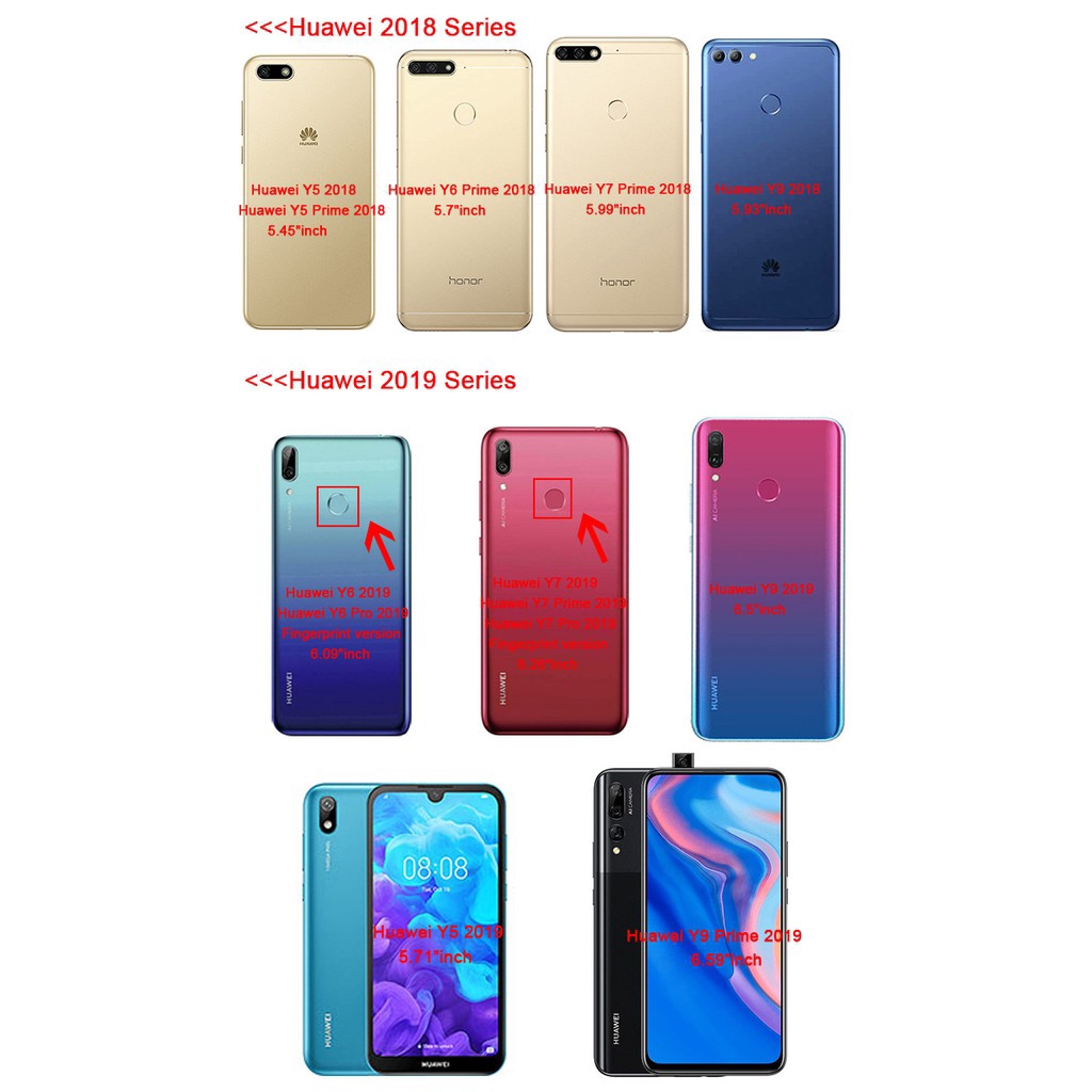 Ốp điện thoại kiểu ví gập da thời trang dành cho Huawei y5 y6 pro y7 y9 2019