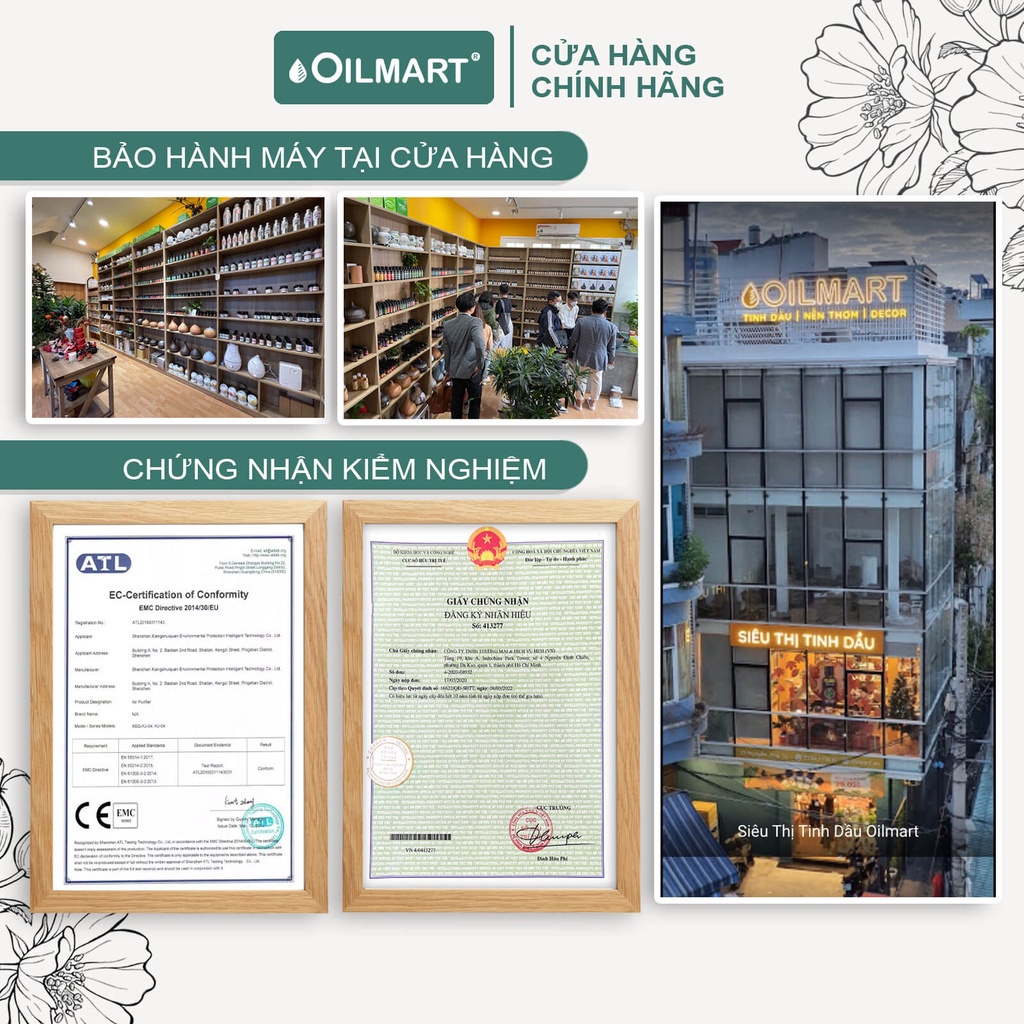 Máy Xông Tinh Dầu Cảm Ứng Oilmart Không Dùng Nước, Có Sạc Pin Giúp Khử Mùi, Thanh Lọc Không Khí