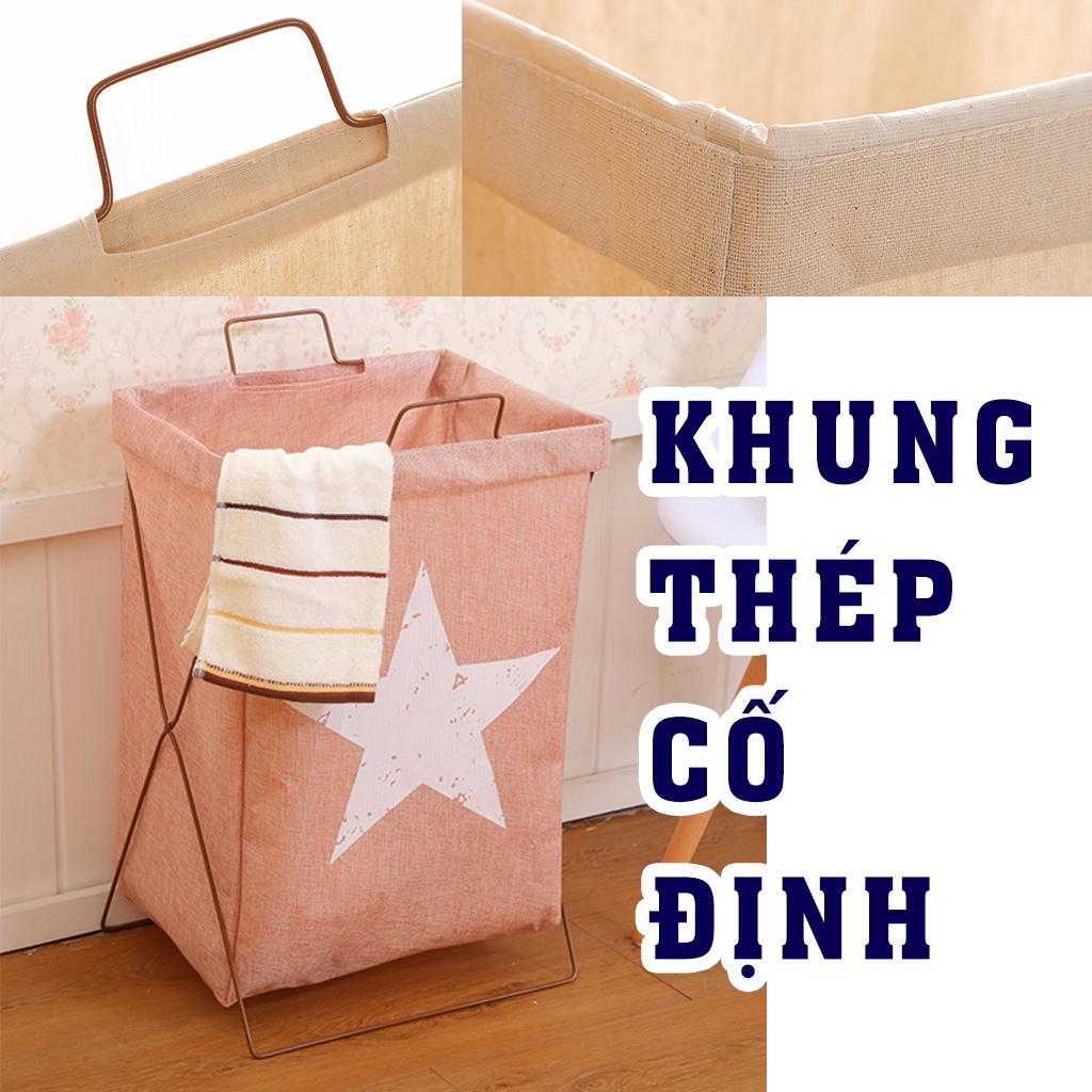 Giỏ Đựng Quần Áo Bẩn có giá đỡ bằng thép Phong cách Vintage – BLUE DEER