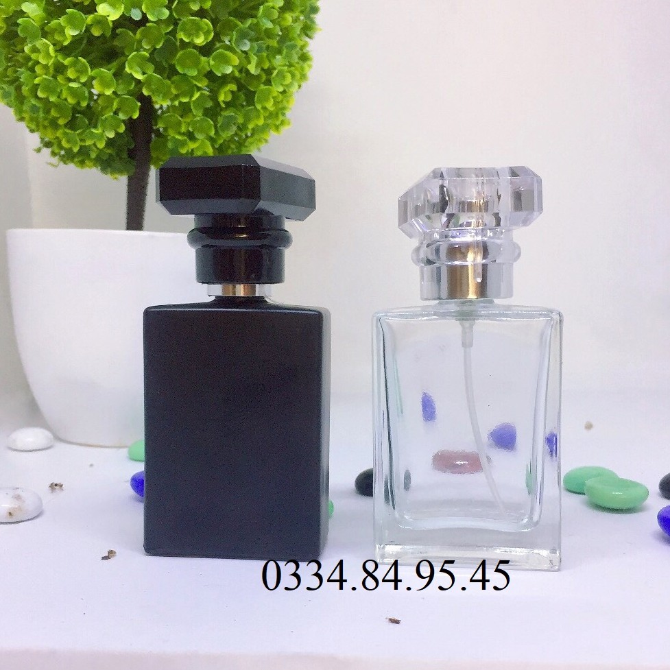 Chai thủy tinh nước Hoa CHỮ NHẬT COCO NOISE ĐEN,TRẮNG 30ML / 50ML  _ChaiLoHuMyPham