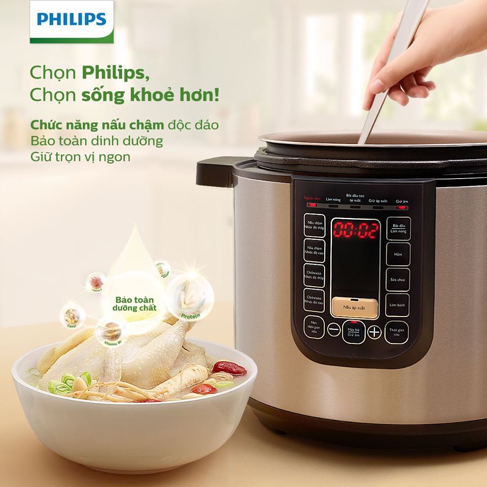 Nồi áp suất điện tử cao cấp Philips HD2151/66 và HD2137/65