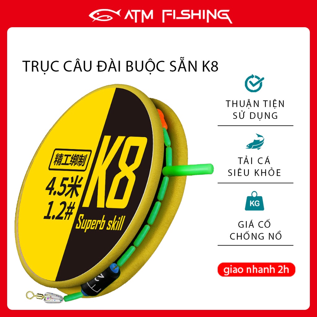 Dây Trục Câu Đài K8 Buộc Sẵn, Tàng Hình Trong Nước, Tải Cá Siêu Khỏe