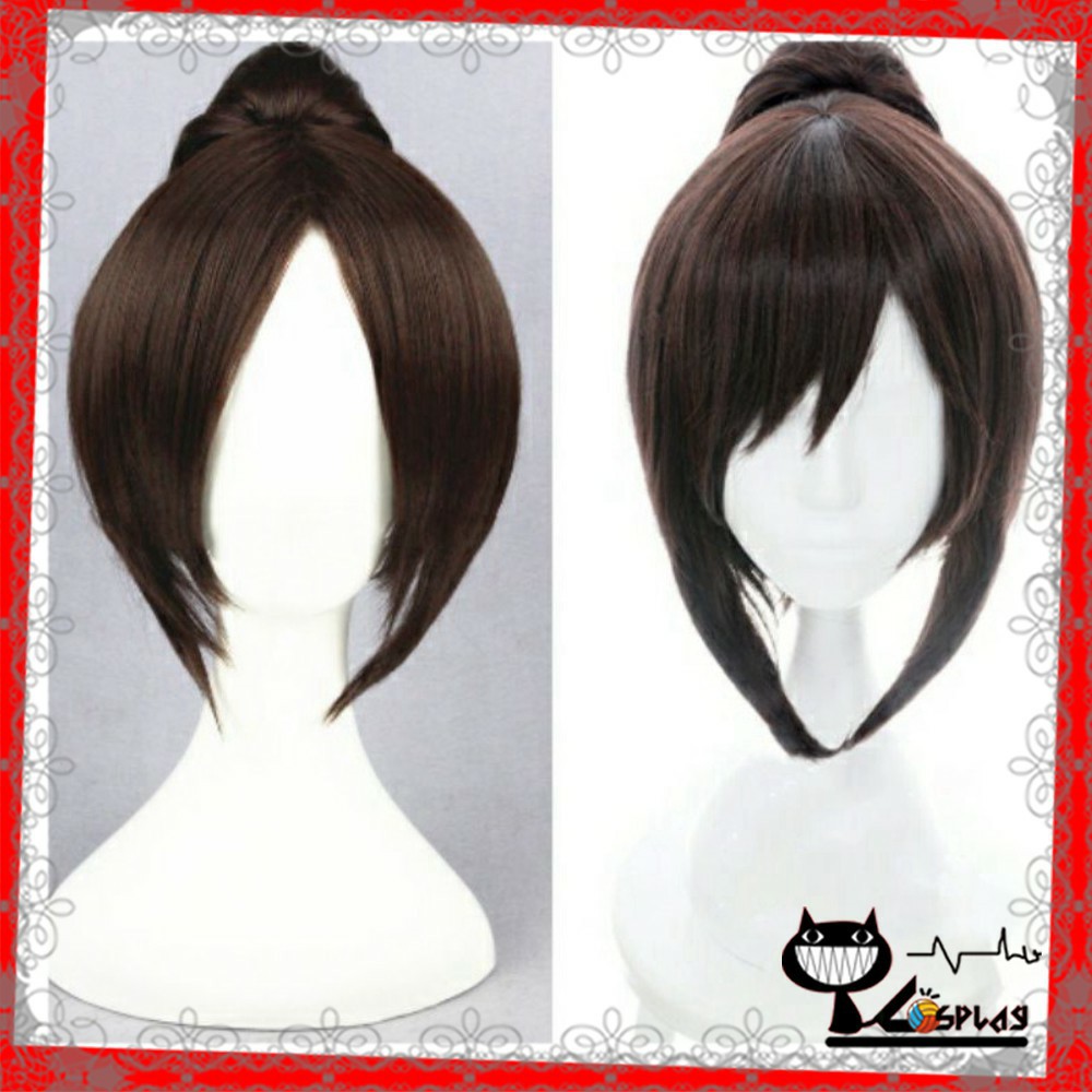 [Sẵn] Wig/tóc giả Ogino Chihiro hoặc Hange Zoe - Attack on Titan/vùng đất linh hồn một búi màu nâu [Miu Cosplay]