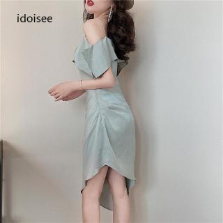 Đầm Nữ Trễ Vai Màu Trơn Thời Trang